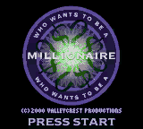 Who Wants To Be A Millionaire 2nd Edition title screen for GameBoy Color
